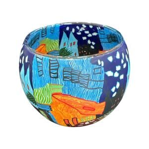 Colorful Glass Bowl Shaped Candy Jar or Votive Holder